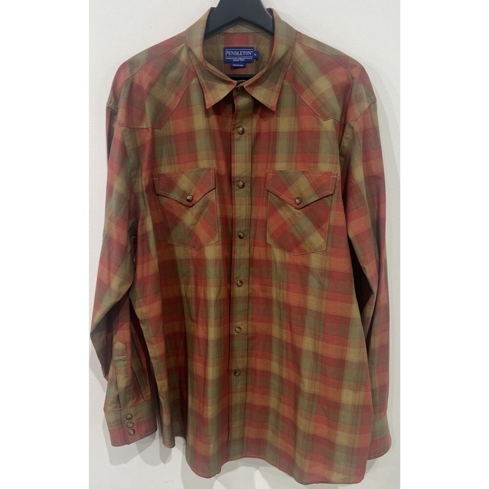 Pendleton Frontier Pearl Snap Button Down Shirt XL Long Sleeve  Plaid Western